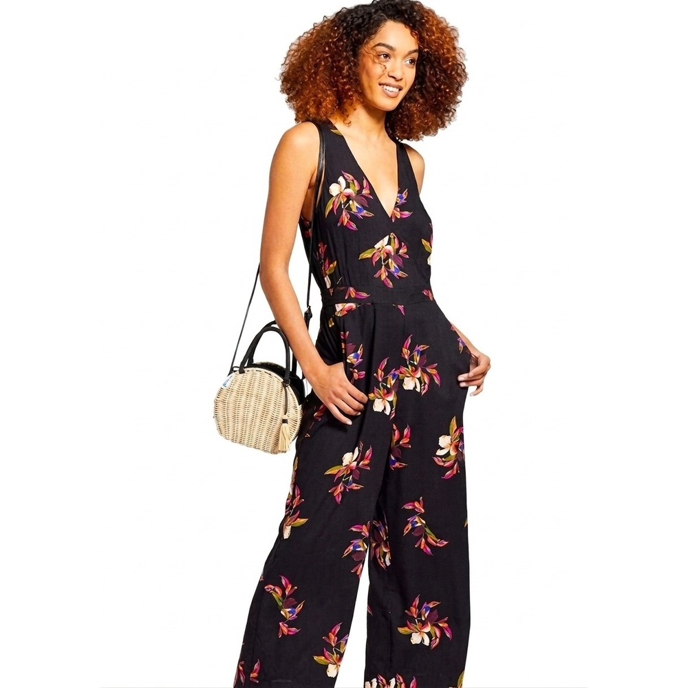 Y2K Tropical Floral Wide Leg Jumpsuit Vacation Resortwear Going Out Size XS